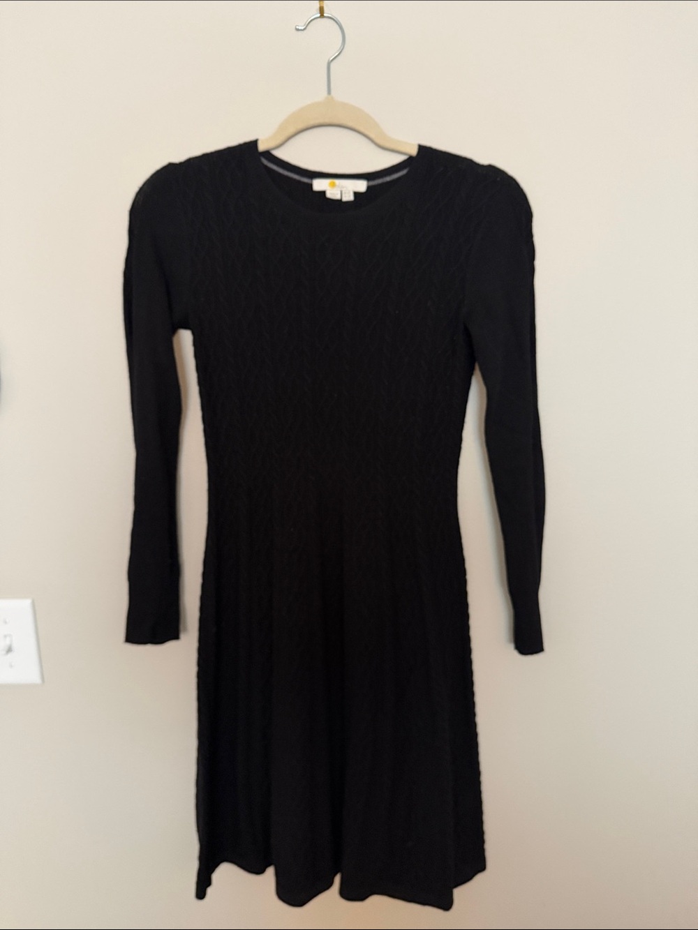 Boden Black Cable-Knit Long Sleeve Dress